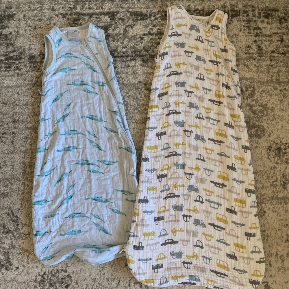 SOLD - 2 Perlimpinpin muslin cotton sleepsack (6-18M & 18-36M)